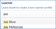 Learner Search Field