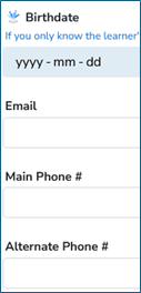 Learner Contact Info