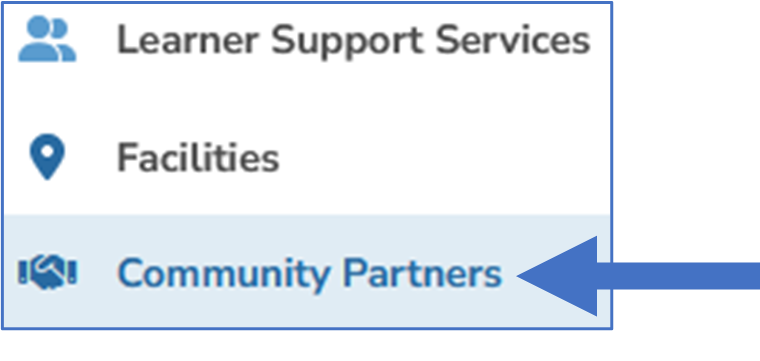 Select Community Partner in Menu