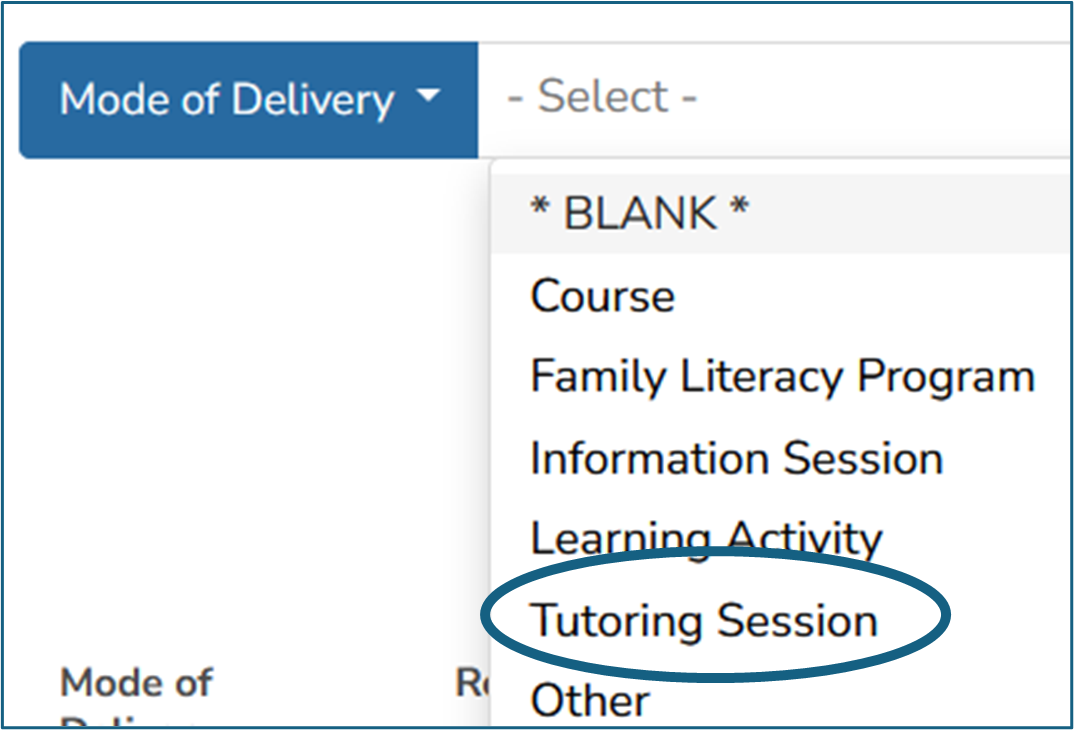 Select Mode from Drop Down Menu