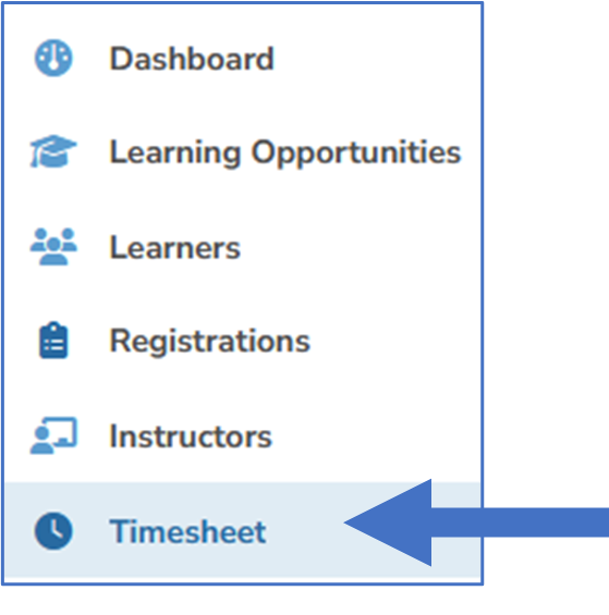 Select Timesheet from Menu
