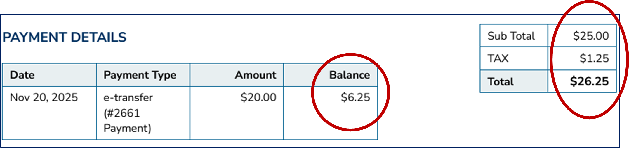 Invoice: Updated Tax Amounts