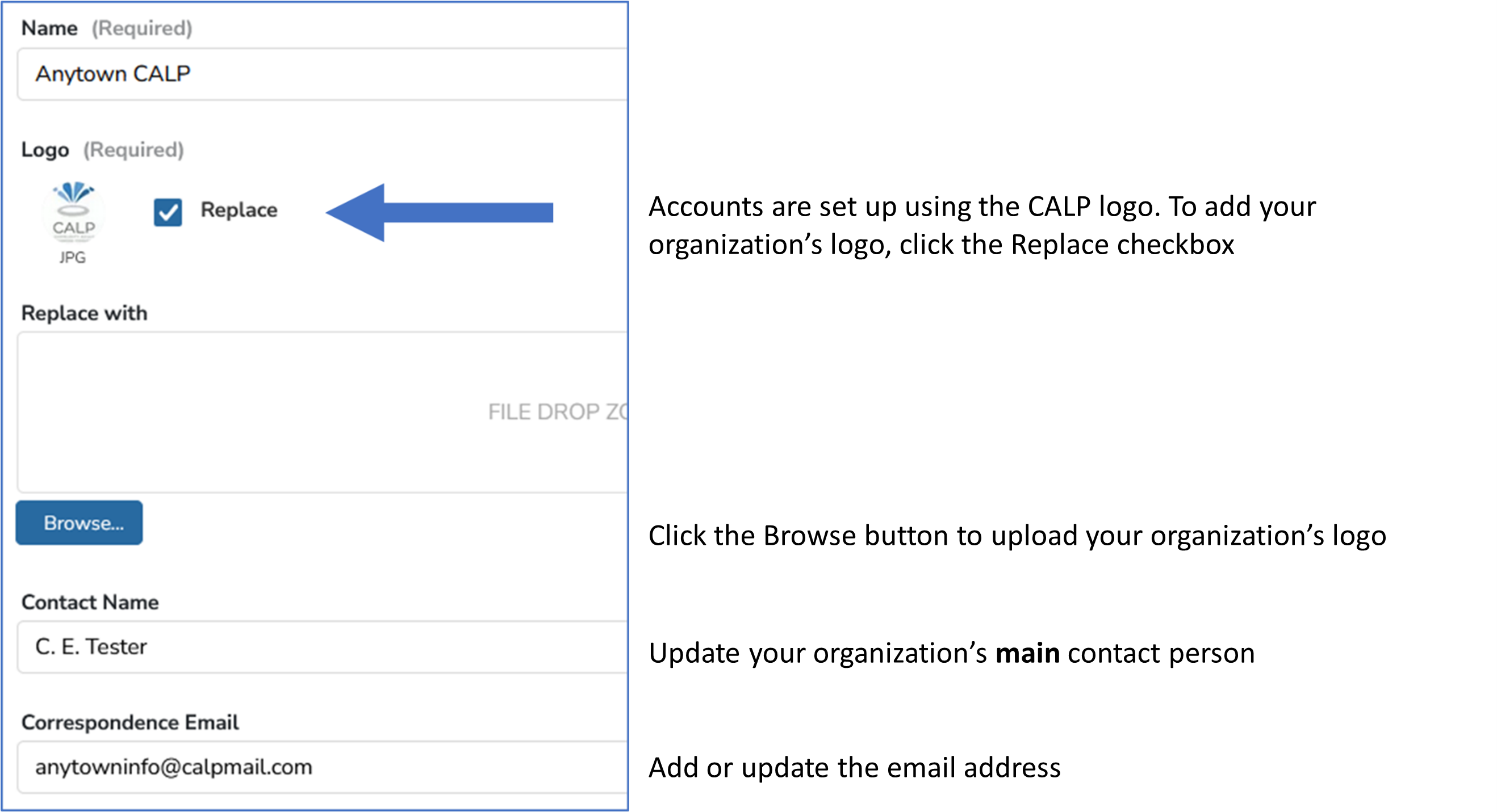 REVISED: Update Org Contact Info