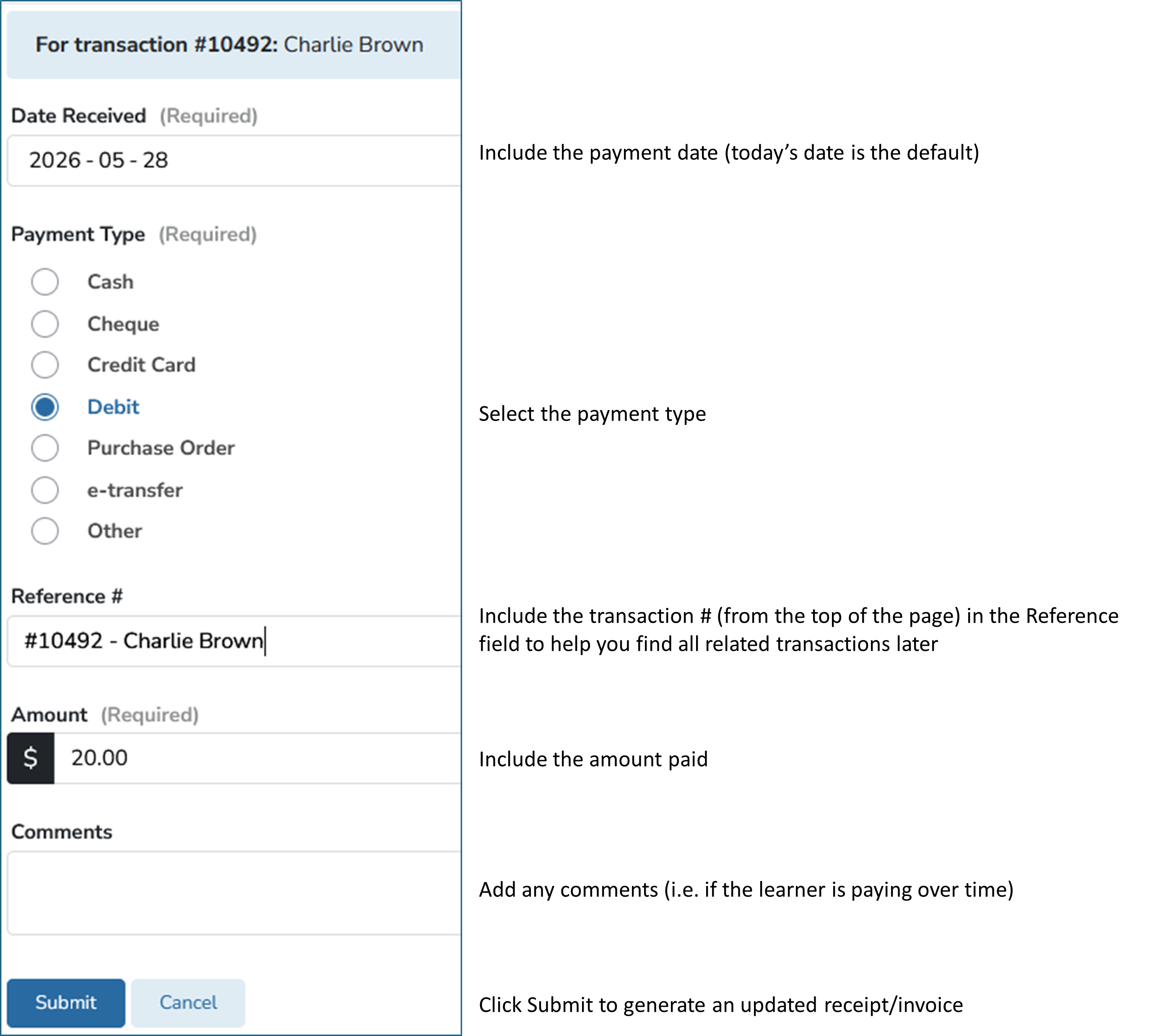 UPDATE: Payment Details