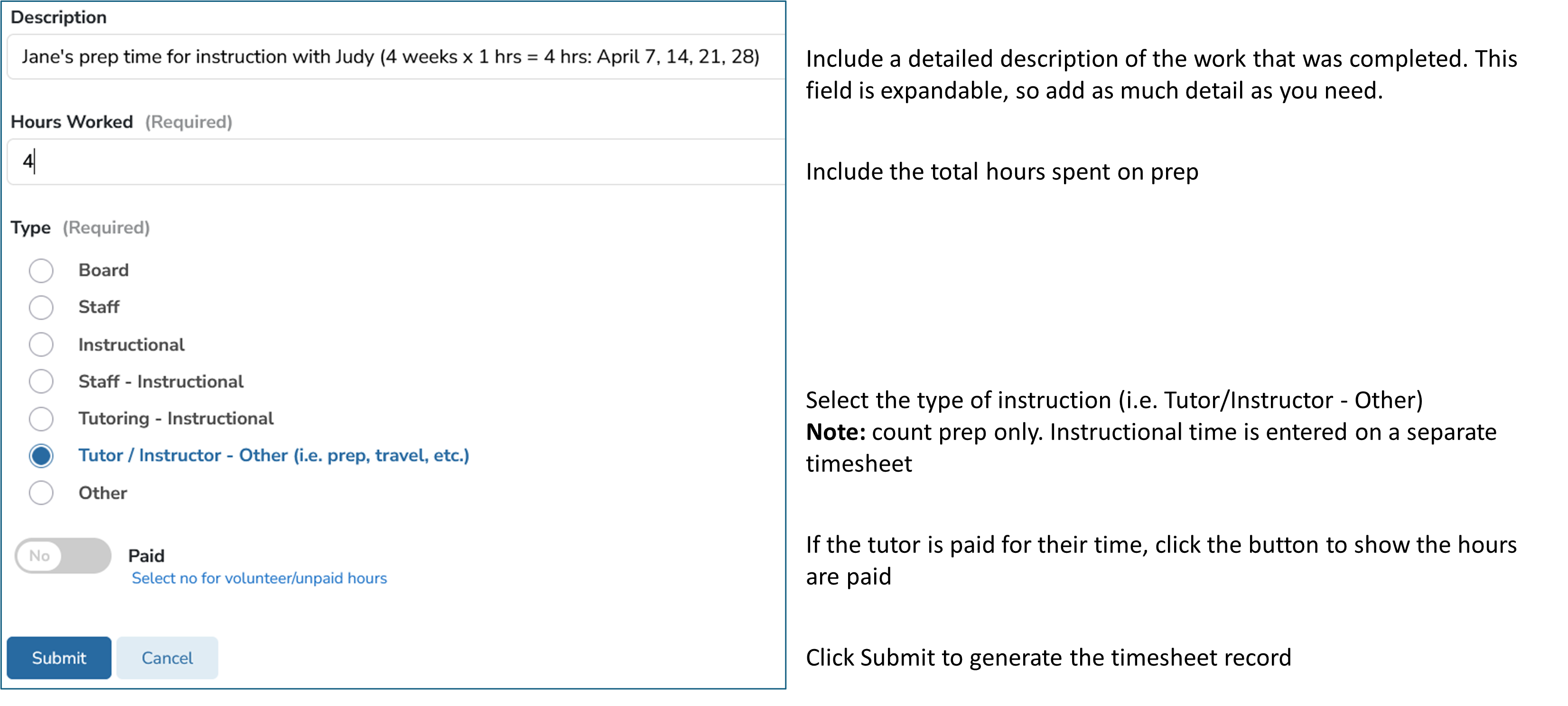 UPDATE Timesheet: Prep Description &amp; Details REVISED