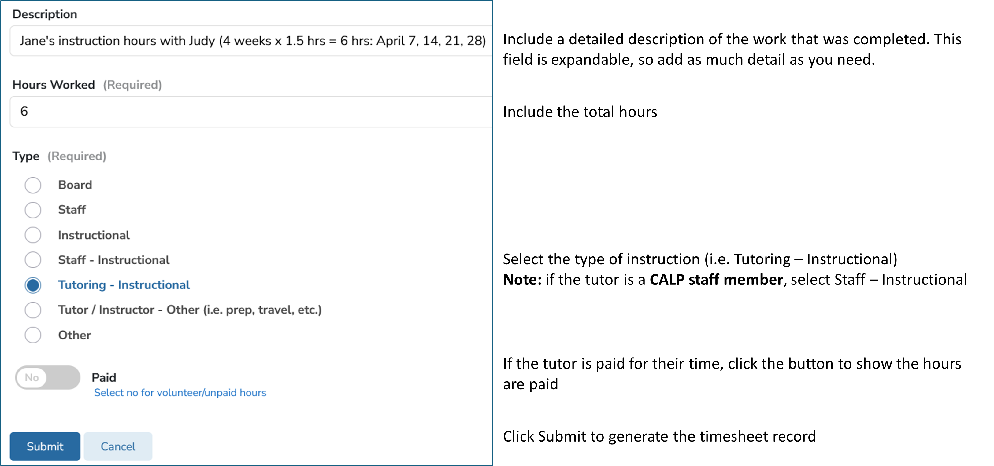 UPDATE Timesheet: Instruction Description &amp; Details REVISED