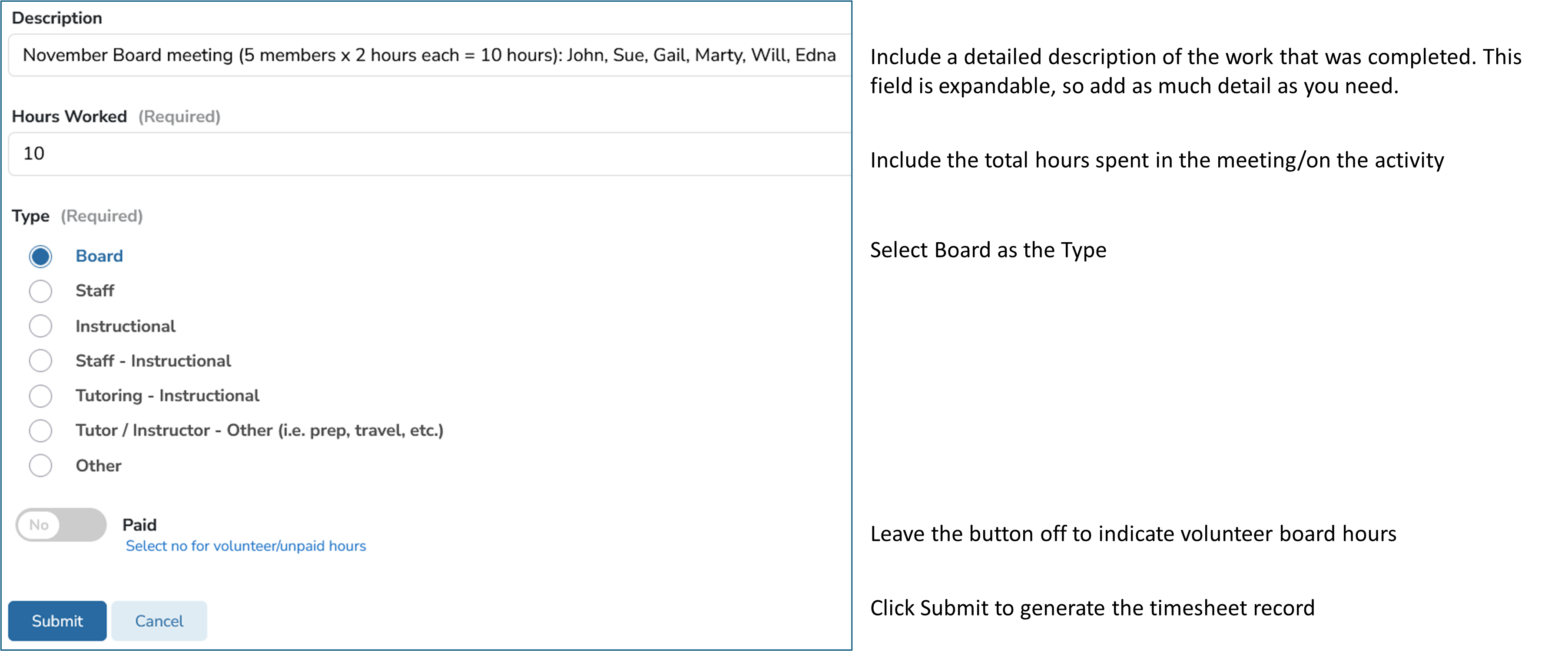 Timesheet: Board Description &amp; Details REVISED