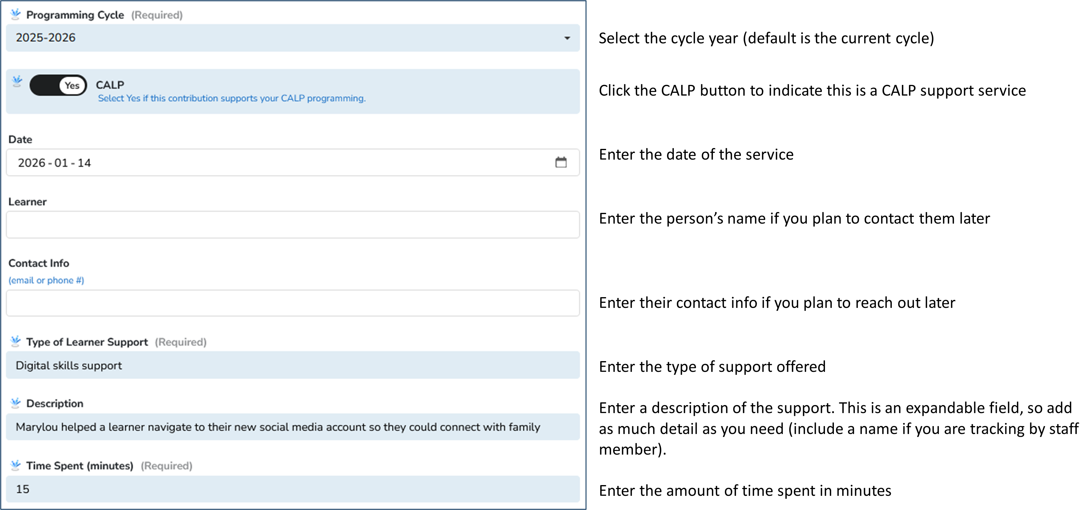 Learner Support Service Details